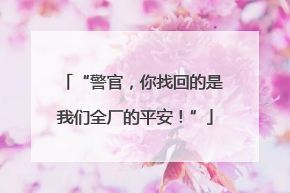 “警官，你找回的是我们全厂的平安！”