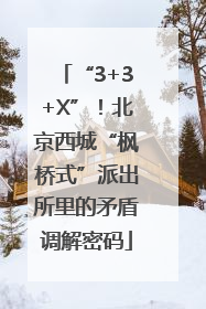 “3+3+X”！北京西城“枫桥式”派出所里的矛盾调解密码