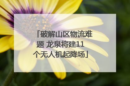 破解山区物流难题 龙泉将建11个无人机起降场