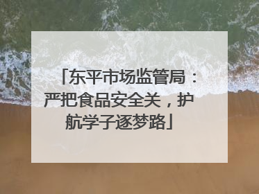 东平市场监管局：严把食品安全关，护航学子逐梦路