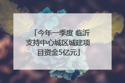 今年一季度 临沂支持中心城区城建项目资金5亿元