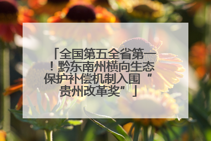 全国第五全省第一！黔东南州横向生态保护补偿机制入围“贵州改革奖”