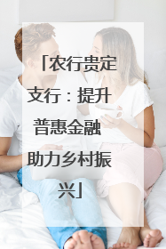 农行贵定支行：提升普惠金融 助力乡村振兴