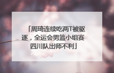 周琦连续吃两T被驱逐，全运会男篮小组赛四川队出师不利
