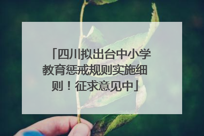 四川拟出台中小学教育惩戒规则实施细则！征求意见中