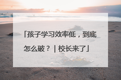 孩子学习效率低，到底怎么破？｜校长来了