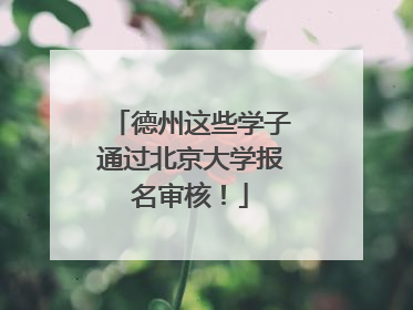 德州这些学子通过北京大学报名审核！