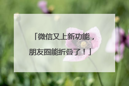 微信又上新功能，朋友圈能折叠了！