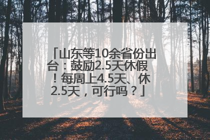 山东等10余省份出台：鼓励2.5天休假！每周上4.5天、休2.5天，可行吗？