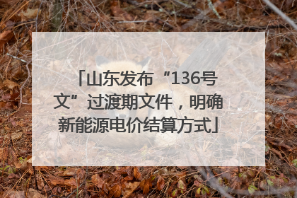 山东发布“136号文”过渡期文件，明确新能源电价结算方式