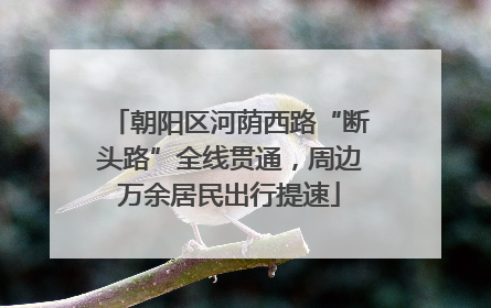 朝阳区河荫西路“断头路”全线贯通，周边万余居民出行提速