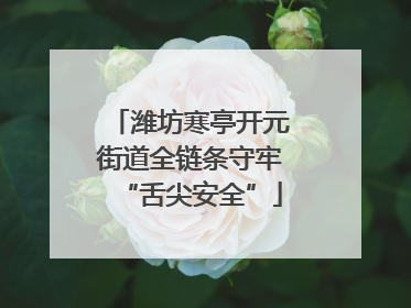潍坊寒亭开元街道全链条守牢“舌尖安全”