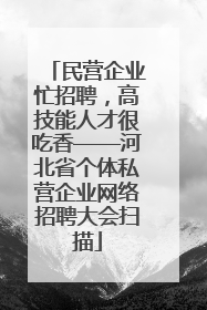 民营企业忙招聘，高技能人才很吃香——河北省个体私营企业网络招聘大会扫描