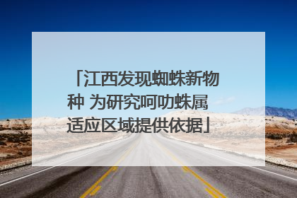 江西发现蜘蛛新物种 为研究呵叻蛛属适应区域提供依据