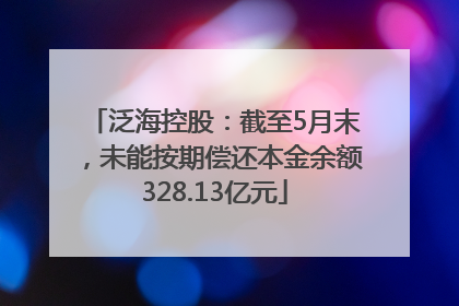 泛海控股：截至5月末，未能按期偿还本金余额328.13亿元