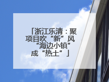 浙江乐清：聚项目吹“新”风 “海边小镇”成“热土”