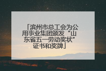 滨州市总工会为公用事业集团颁发“山东省五一劳动奖状”证书和奖牌
