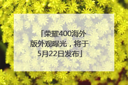 荣耀400海外版外观曝光，将于5月22日发布