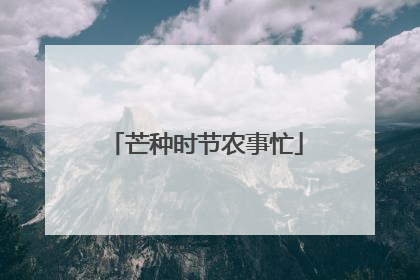 芒种时节农事忙