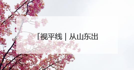 视平线｜从山东出发！瞰一周天下事
