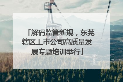 解码监管新规，东莞辖区上市公司高质量发展专题培训举行