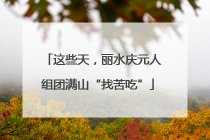 这些天，丽水庆元人组团满山“找苦吃”