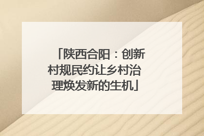 陕西合阳：创新村规民约让乡村治理焕发新的生机