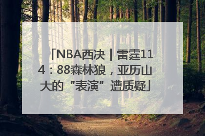 NBA西决｜雷霆114：88森林狼，亚历山大的“表演”遭质疑